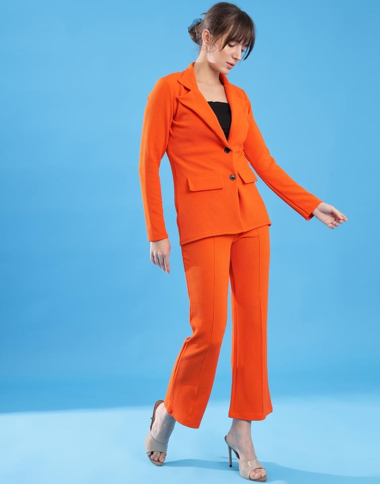 Orange Lycra Plain Co-ords Set