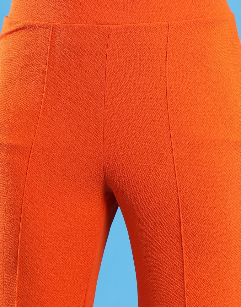 Orange Lycra Plain Co-ords Set