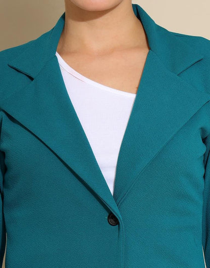 Teal Blue Lycra Plain Co-ords Set