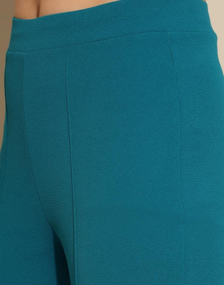 Teal Blue Lycra Plain Co-ords Set