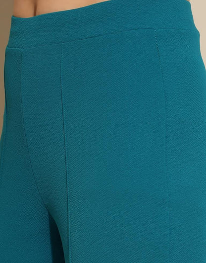 Teal Blue Lycra Plain Co-ords Set