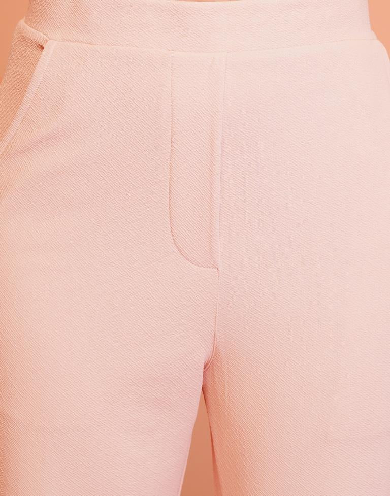 Light Pink Lycra Plain Co-ord Set