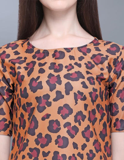 Bedazzling Brown Coloured Printed Crepe Tops | Sudathi