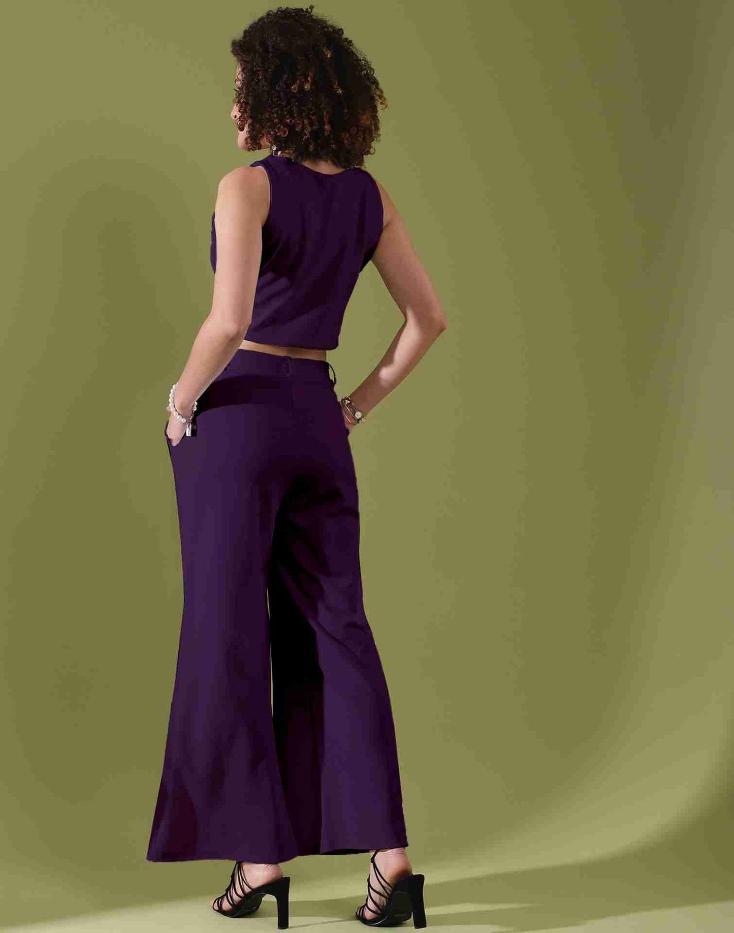 Purple Lycra Plain Co-ord Set