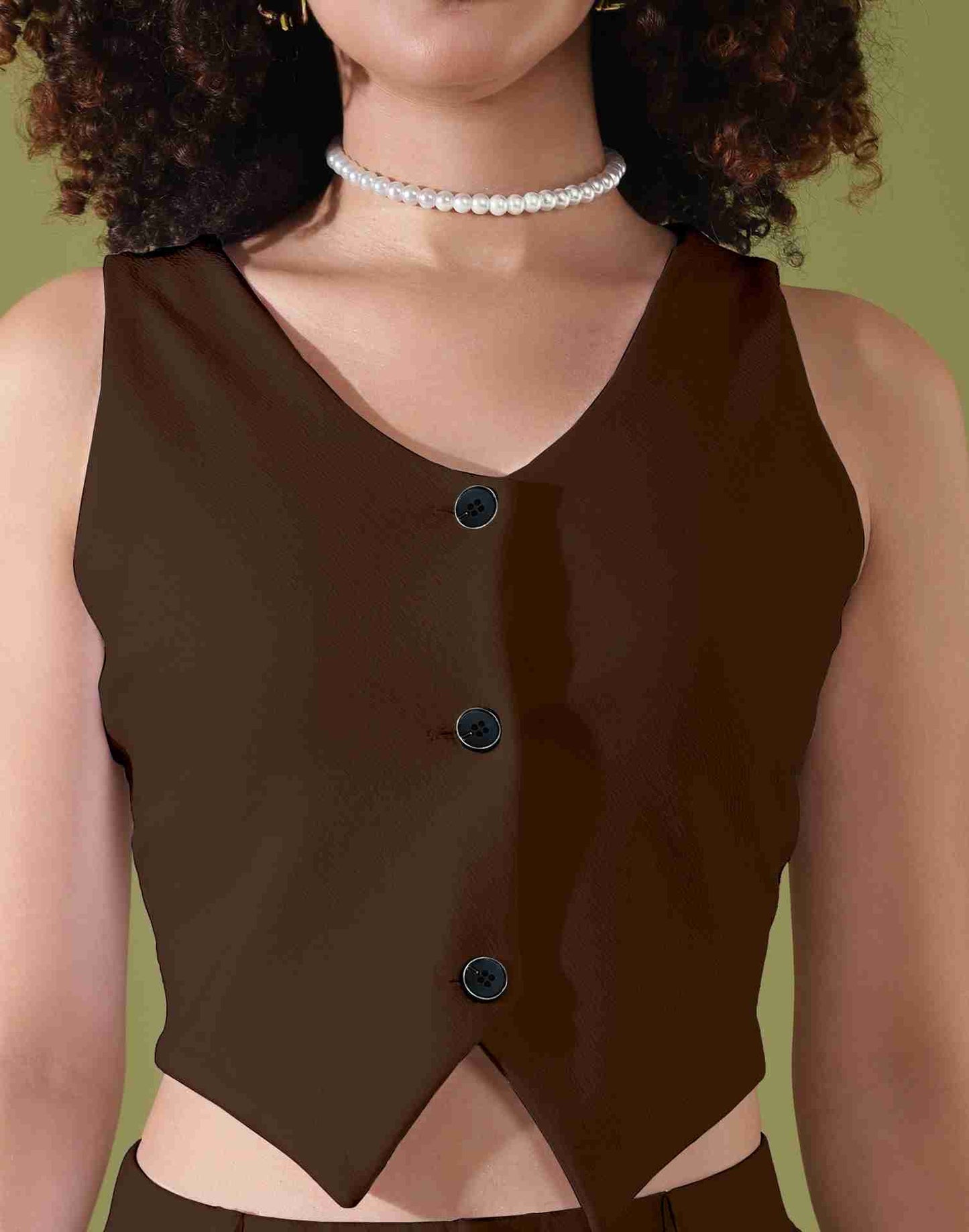 Brown Lycra Plain Co-ord Set