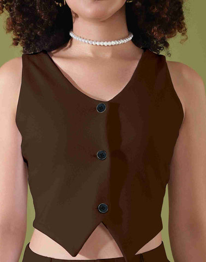 Brown Lycra Plain Co-ord Set