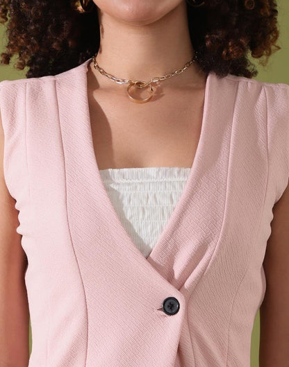 Light Pink Lycra Plain Co-ords Set