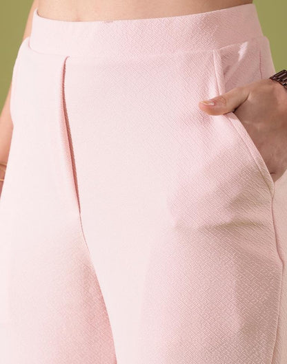 Light Pink Lycra Plain Co-ords Set