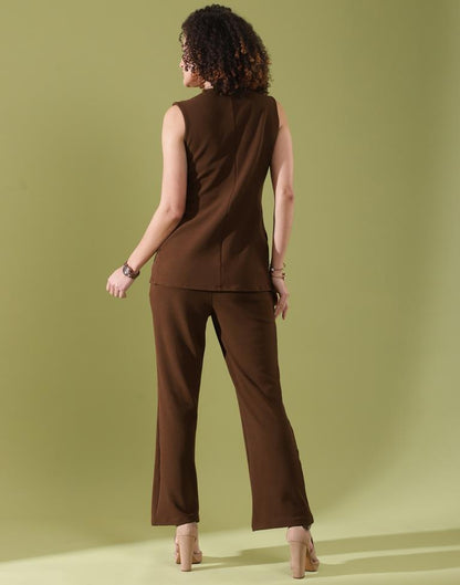 Brown Lycra Plain Co-ords Set