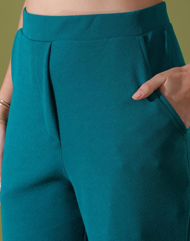 Teal Blue Lycra Plain Co-ords Set