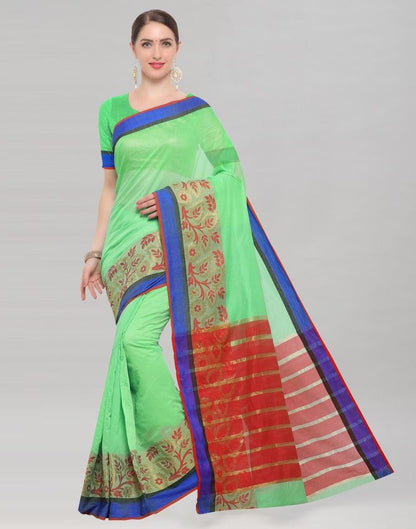 Green Coloured Chanderi Silk Golden Patta Partywear Saree | Sudathi
