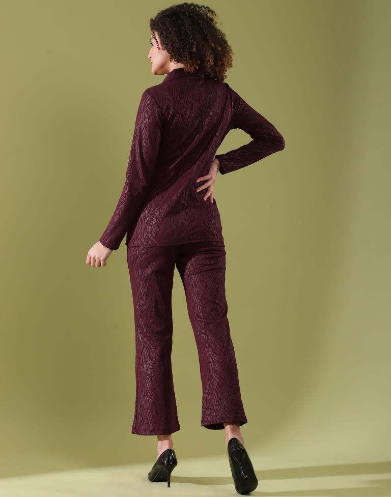 Maroon Lycra Plain Co-ord Set