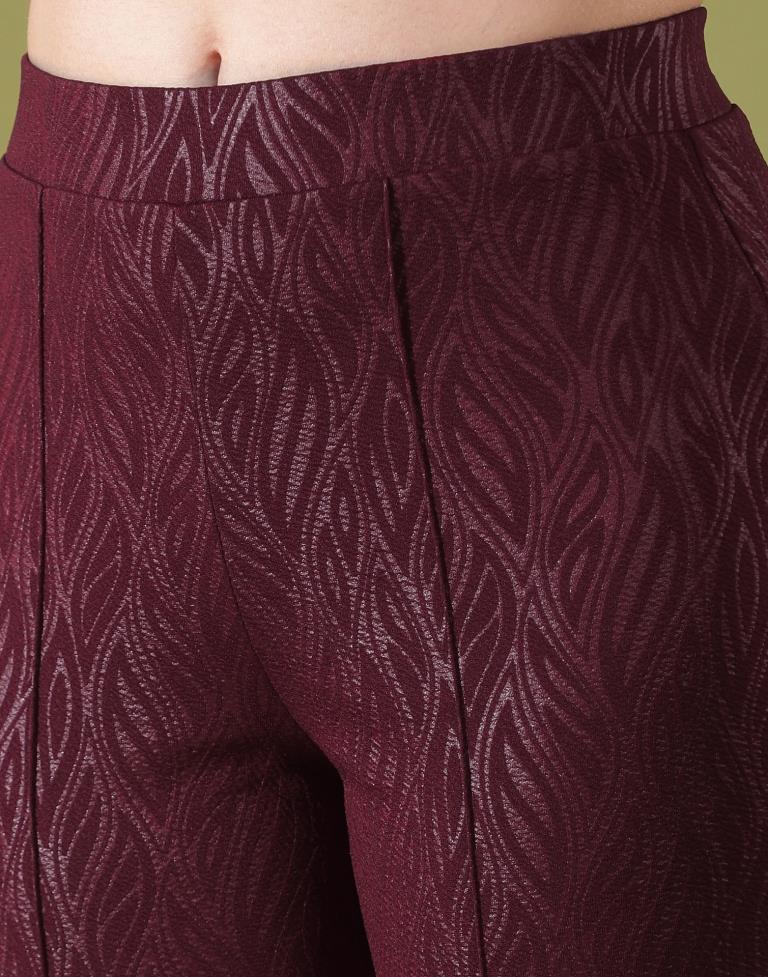 Maroon Lycra Plain Co-ord Set