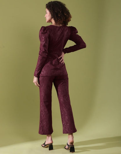 Maroon Lycra Plain Co-ords Set