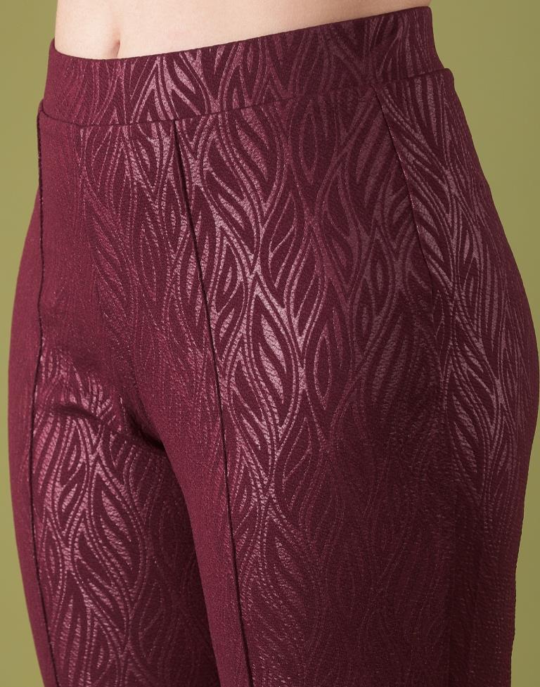 Maroon Lycra Plain Co-ords Set