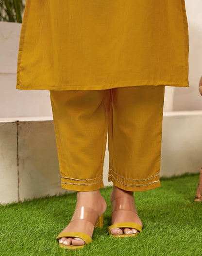 Mustard Yellow Sequence Chinnon Straight Kurta With Pant And Dupatta