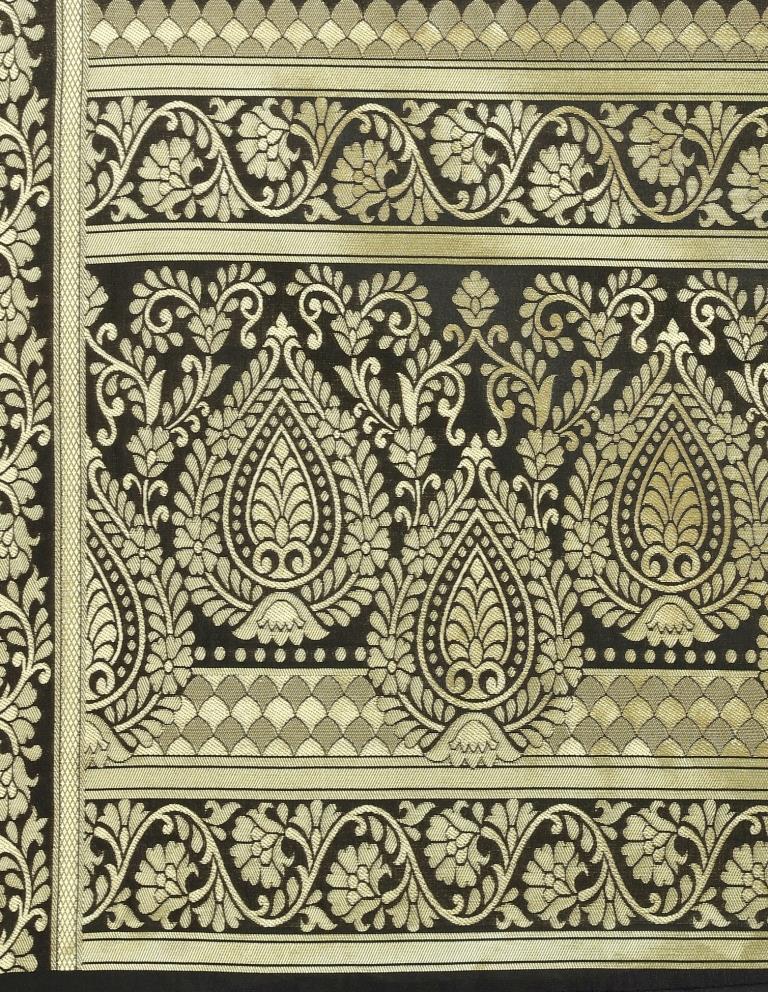 Brilliant Black Coloured Poly Silk Jacquard Banarasi Dupatta | Sudathi