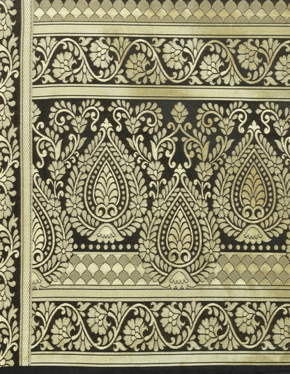 Brilliant Black Coloured Poly Silk Jacquard Banarasi Dupatta | Sudathi