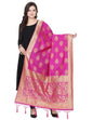 Enchanting Pink Coloured Poly Silk Jacquard Banarasi Dupatta | Sudathi
