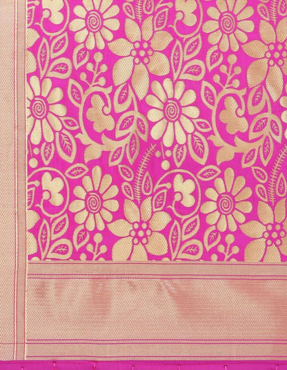 Enchanting Pink Coloured Poly Silk Jacquard Banarasi Dupatta | Sudathi