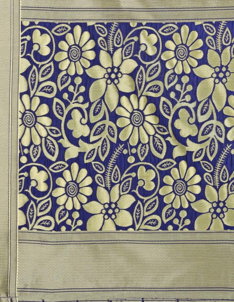 Mesmerising Navy Blue Coloured Poly Silk Jacquard Banarasi Dupatta | Sudathi