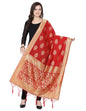 Ethereal Red Coloured Poly Silk Jacquard Banarasi Dupatta | Sudathi