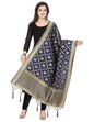 Enchanting Navy Blue Coloured Poly Silk Jacquard Banarasi Dupatta | Sudathi