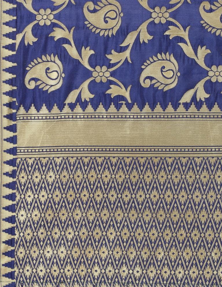 Enchanting Navy Blue Coloured Poly Silk Jacquard Banarasi Dupatta | Sudathi