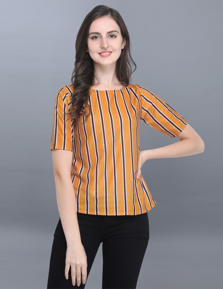 Voguish Yellow Coloured Printed Crepe Tops | Sudathi