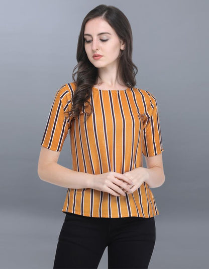 Voguish Yellow Coloured Printed Crepe Tops | Sudathi