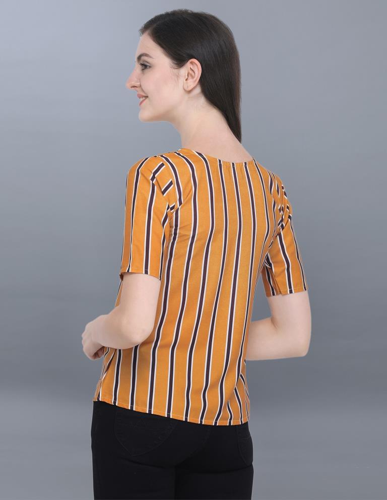 Voguish Yellow Coloured Printed Crepe Tops | Sudathi