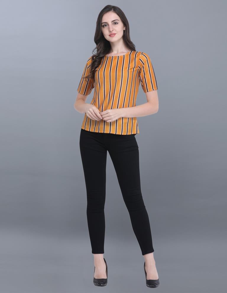 Voguish Yellow Coloured Printed Crepe Tops | Sudathi