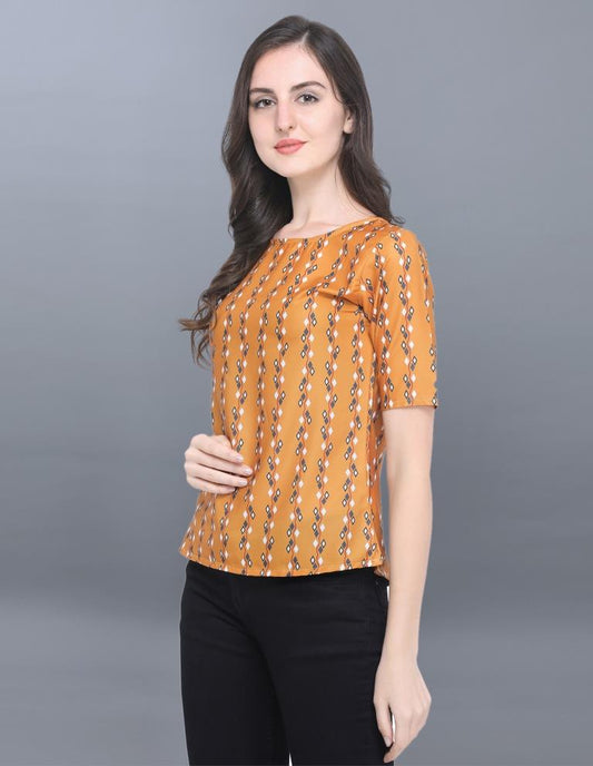 Fabulous Yellow Coloured Printed Crepe Tops | Sudathi