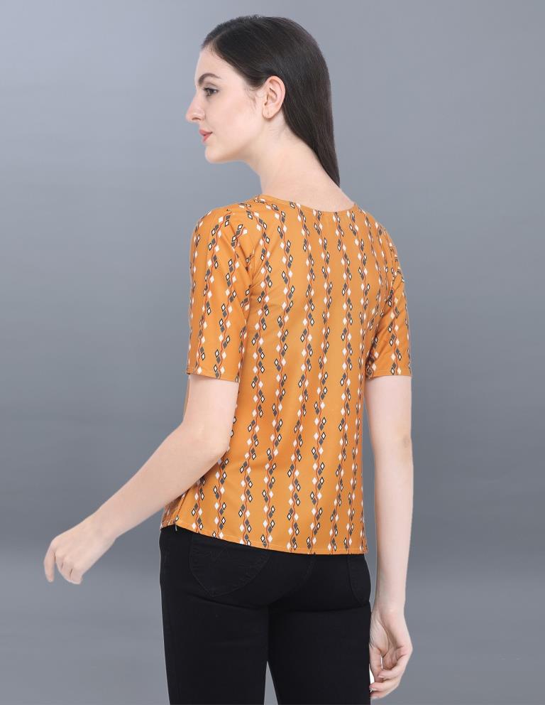 Fabulous Yellow Coloured Printed Crepe Tops | Sudathi