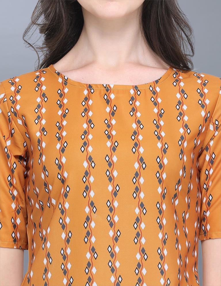 Fabulous Yellow Coloured Printed Crepe Tops | Sudathi