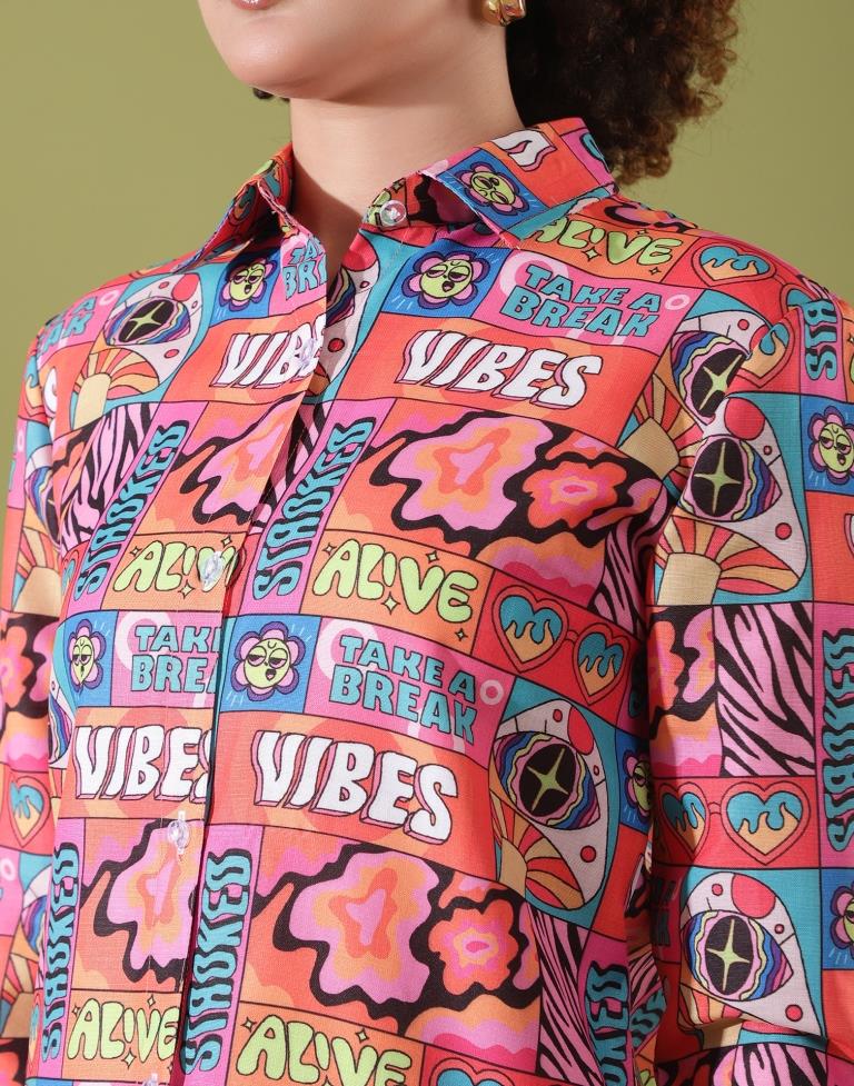 Multicolor Cotton Printed Shirt