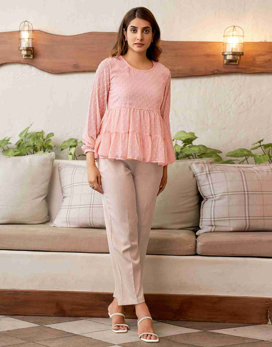 Peach Chiffon Woven Top