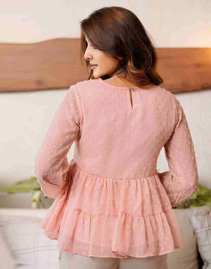 Peach Chiffon Woven Top