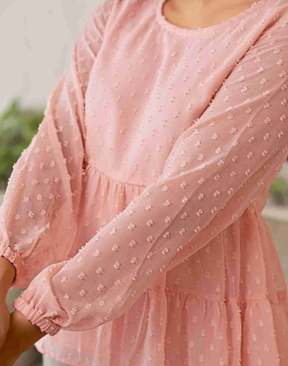 Peach Chiffon Woven Top