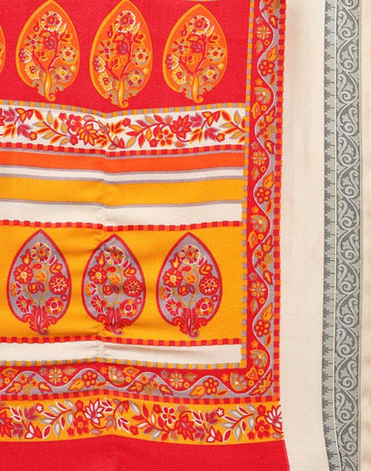 Off White Coloured Terylene Printed Partywear Saree | Sudathi