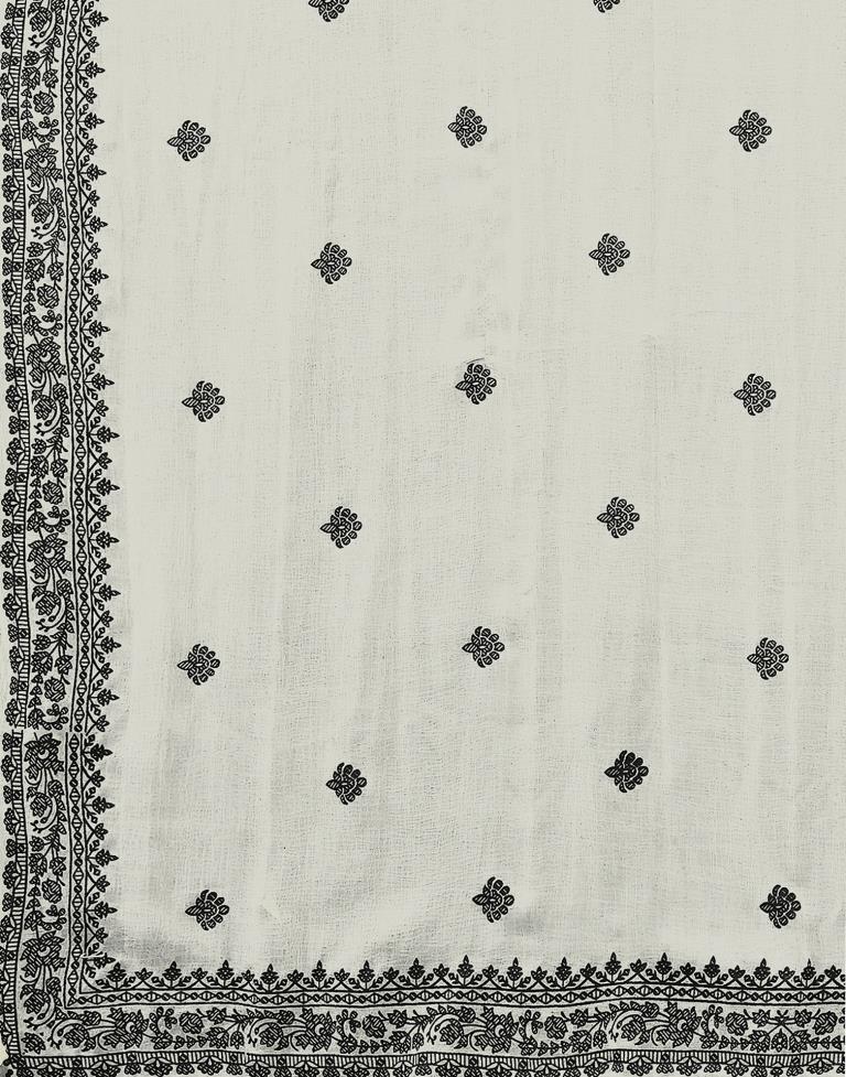 White Cotton Embroidery Straight Kurta Kurti With Pant And Dupatta | Leemboodi