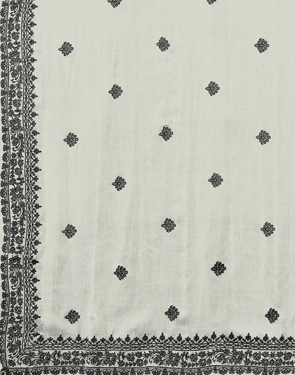 White Cotton Embroidery Straight Kurta Kurti With Pant And Dupatta | Leemboodi