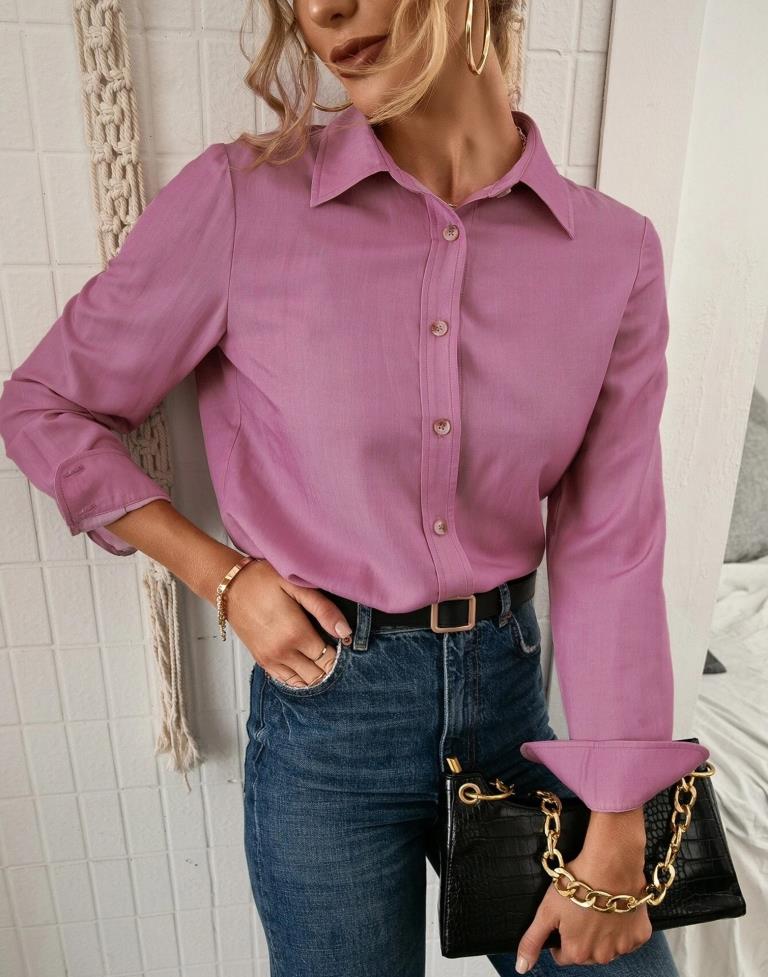 Pink Crepe Plain Shirt