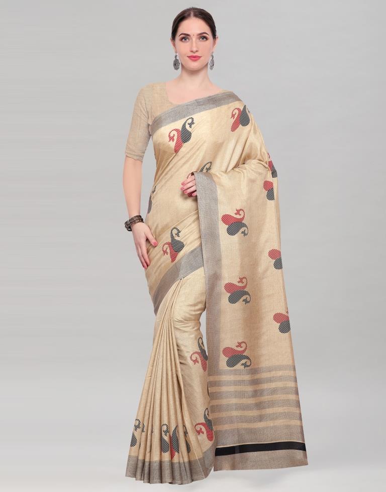 Beige Terylene Saree | Sudathi