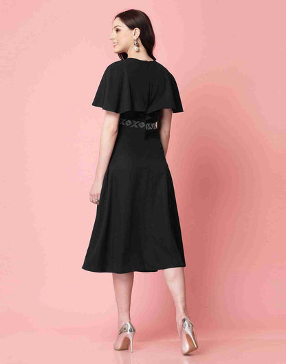 Black Polyester Plain Dress