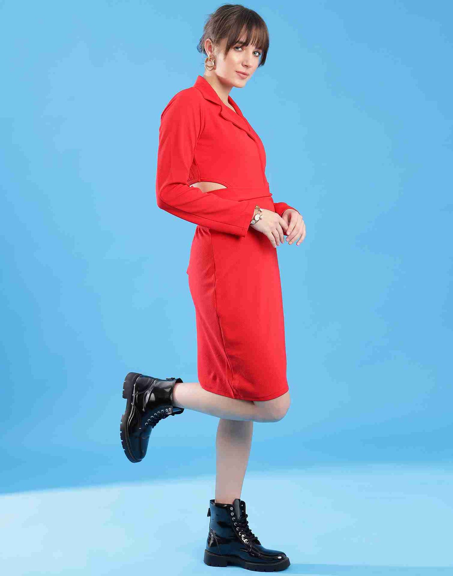 Red Lycra Plain Dress