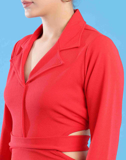 Red Lycra Plain Dress