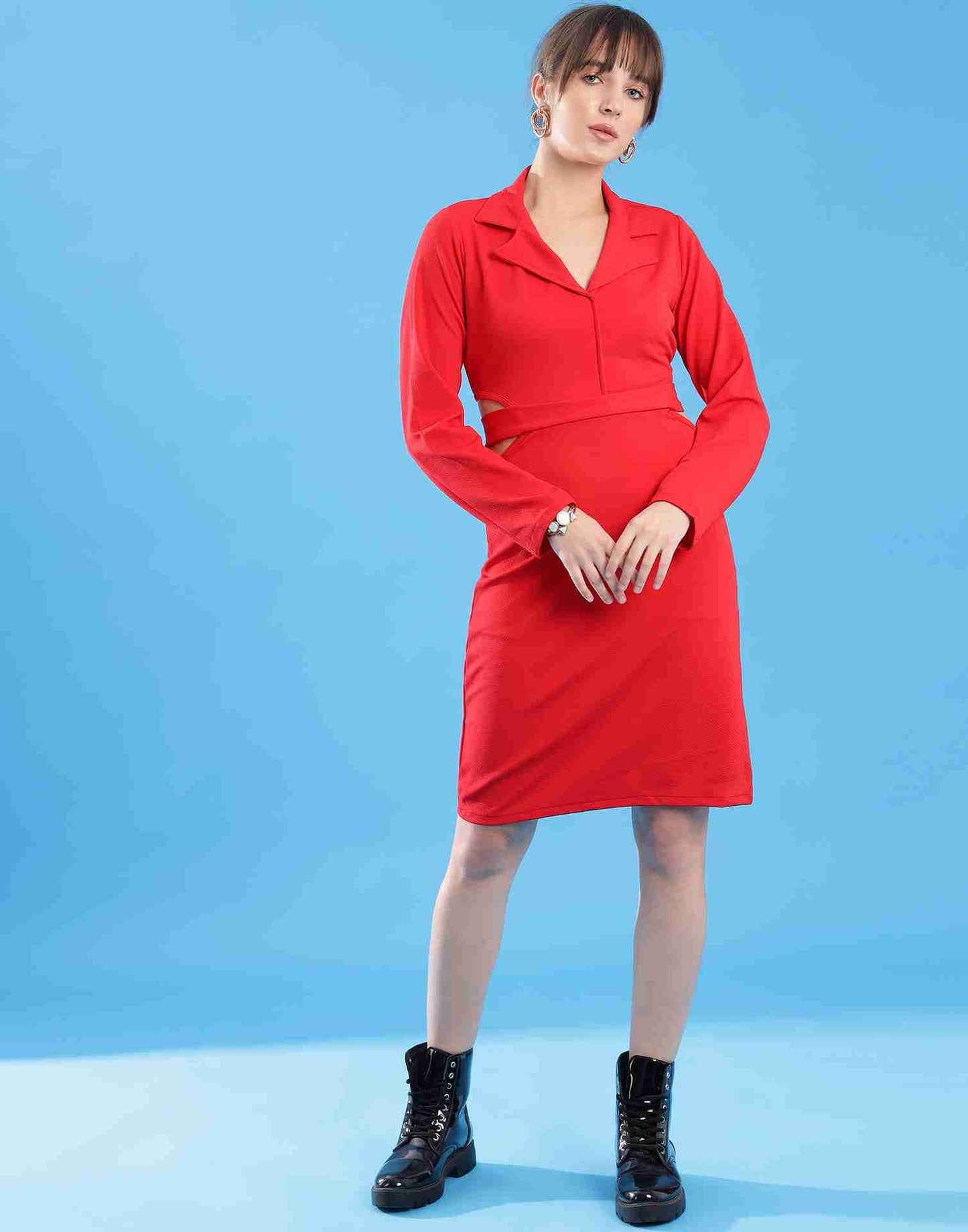 Red Lycra Plain Dress