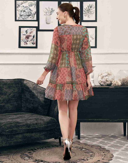 Multicoloured Chiffon Printed Dress