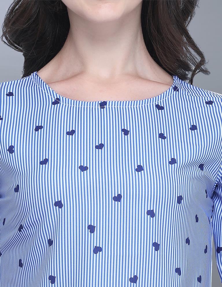 Luscious Blue Coloured Printed Crepe Tops | Sudathi